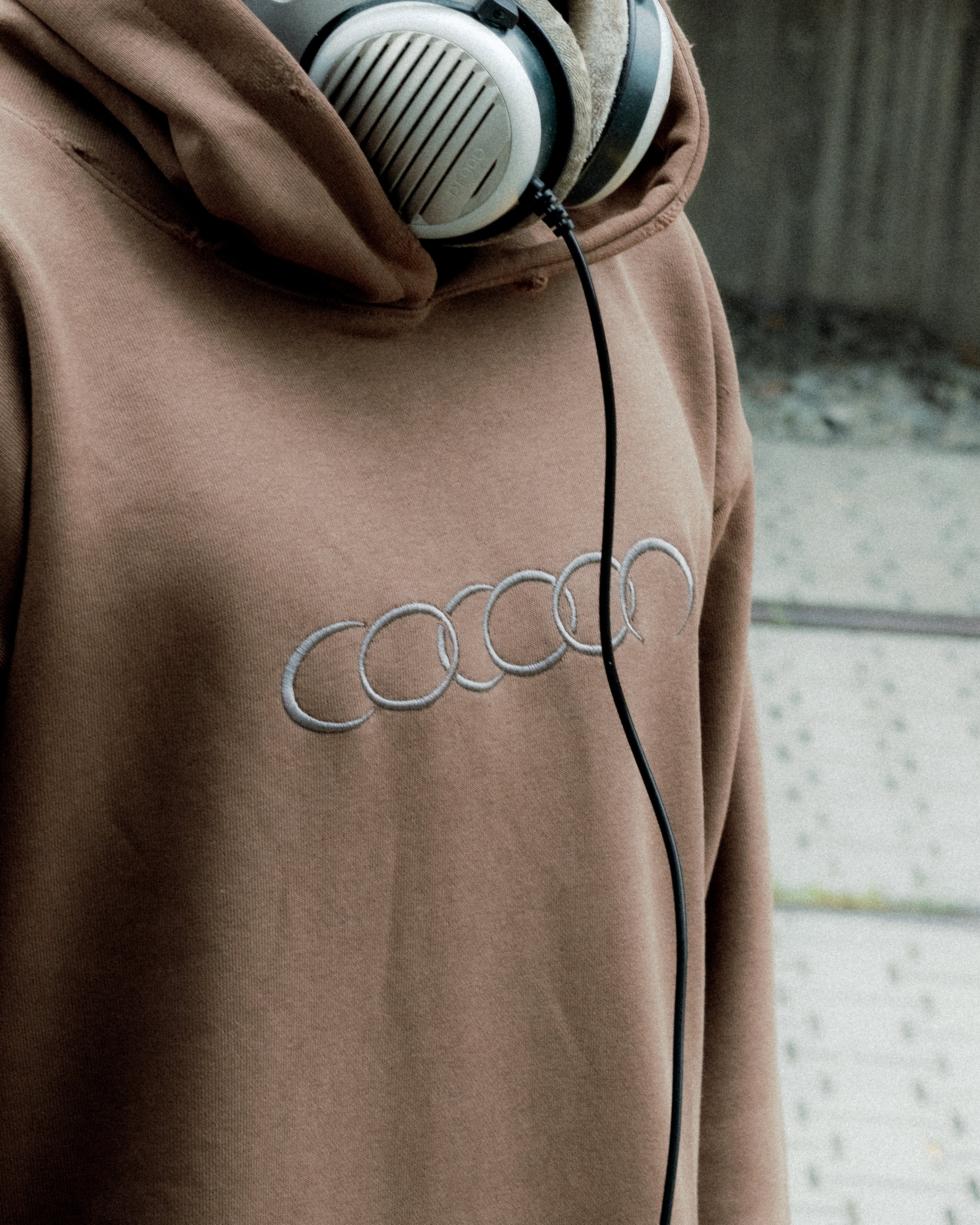 Cocoon 1996 Amber Hoodie front view in heavyweight amber fabric