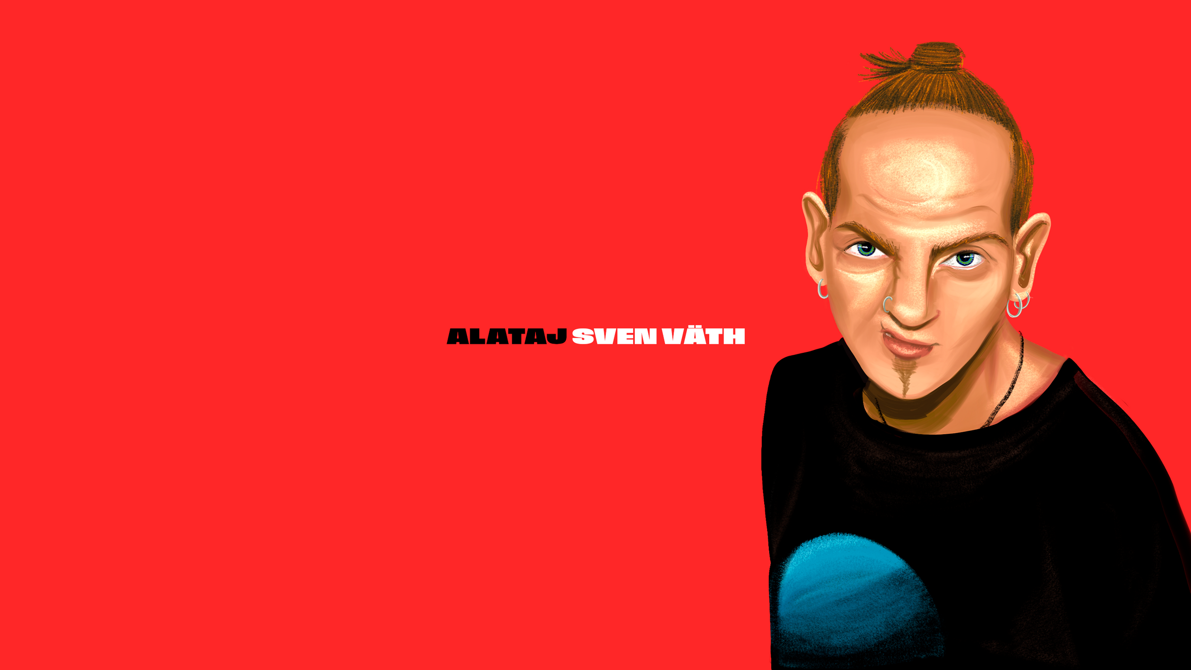 Cartoon character with a bun hairstyle on a red background, featuring the name 'Alataj Sven Vath'.